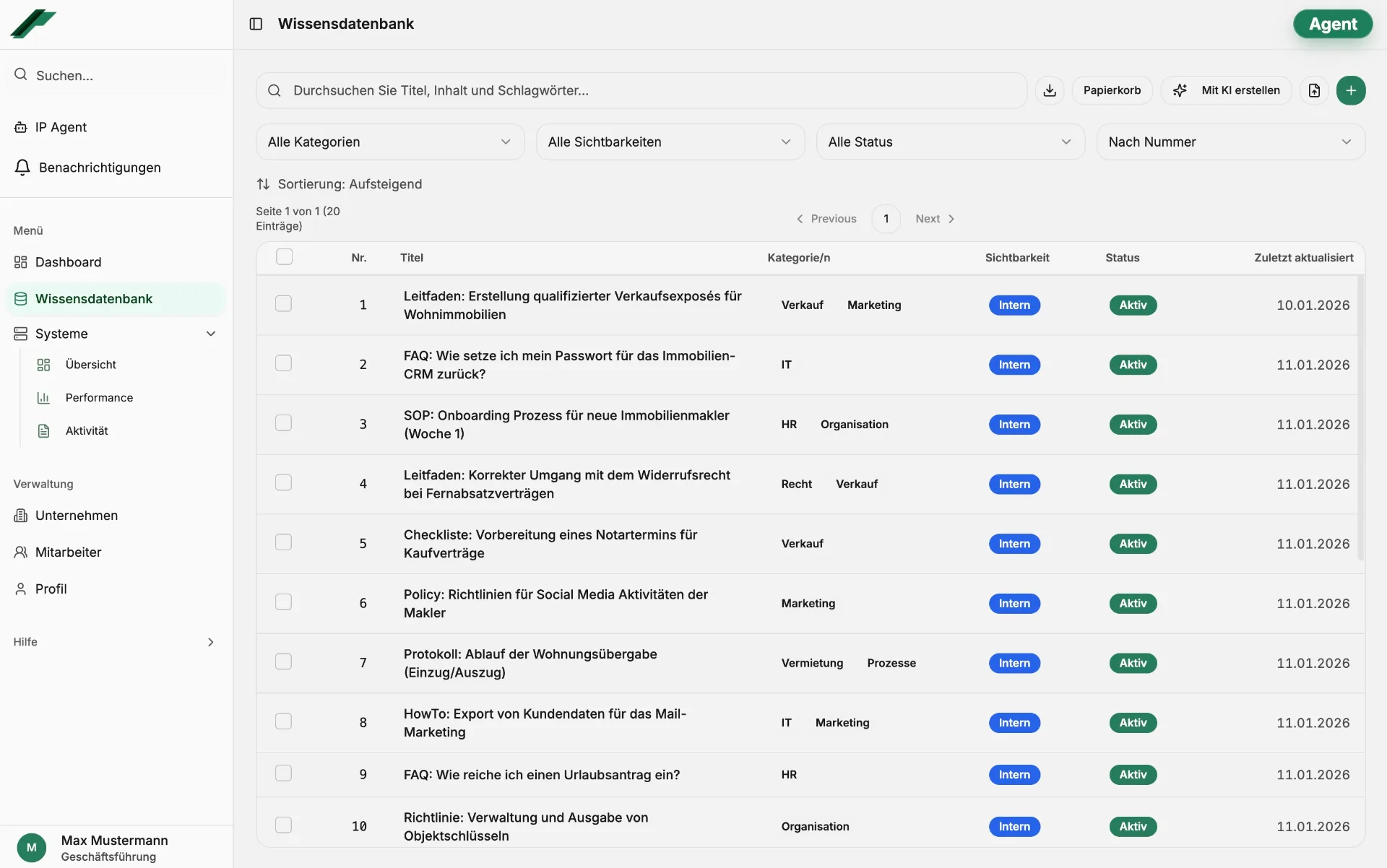 Zentrale Wissensdatenbank
